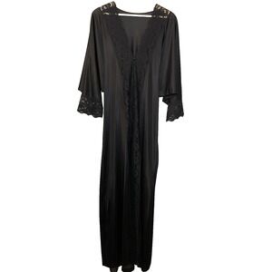 Vintage Henson Kickernick Black Lace Robe Gown‎ Coquette Goth